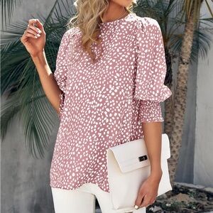 Women's polka dot 3/4 sleeve blouse